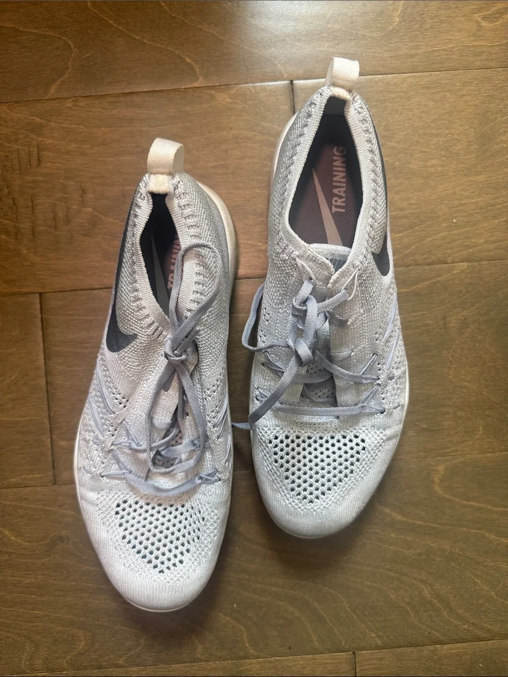 Nike Women's Light Gray Flyknit Training Sneakers